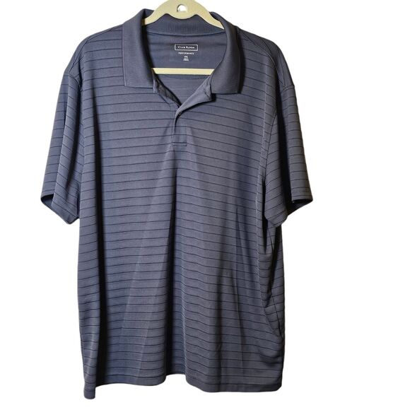 Club Room Golf Shirt Mens Size XXL Performance Polo Blue Stripe Short Sleeve - Picture 2 of 7